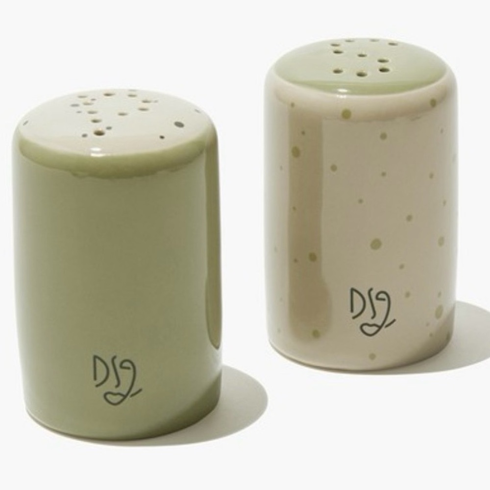 Darling Spring Green and Cream Salt and Pepper Shakers